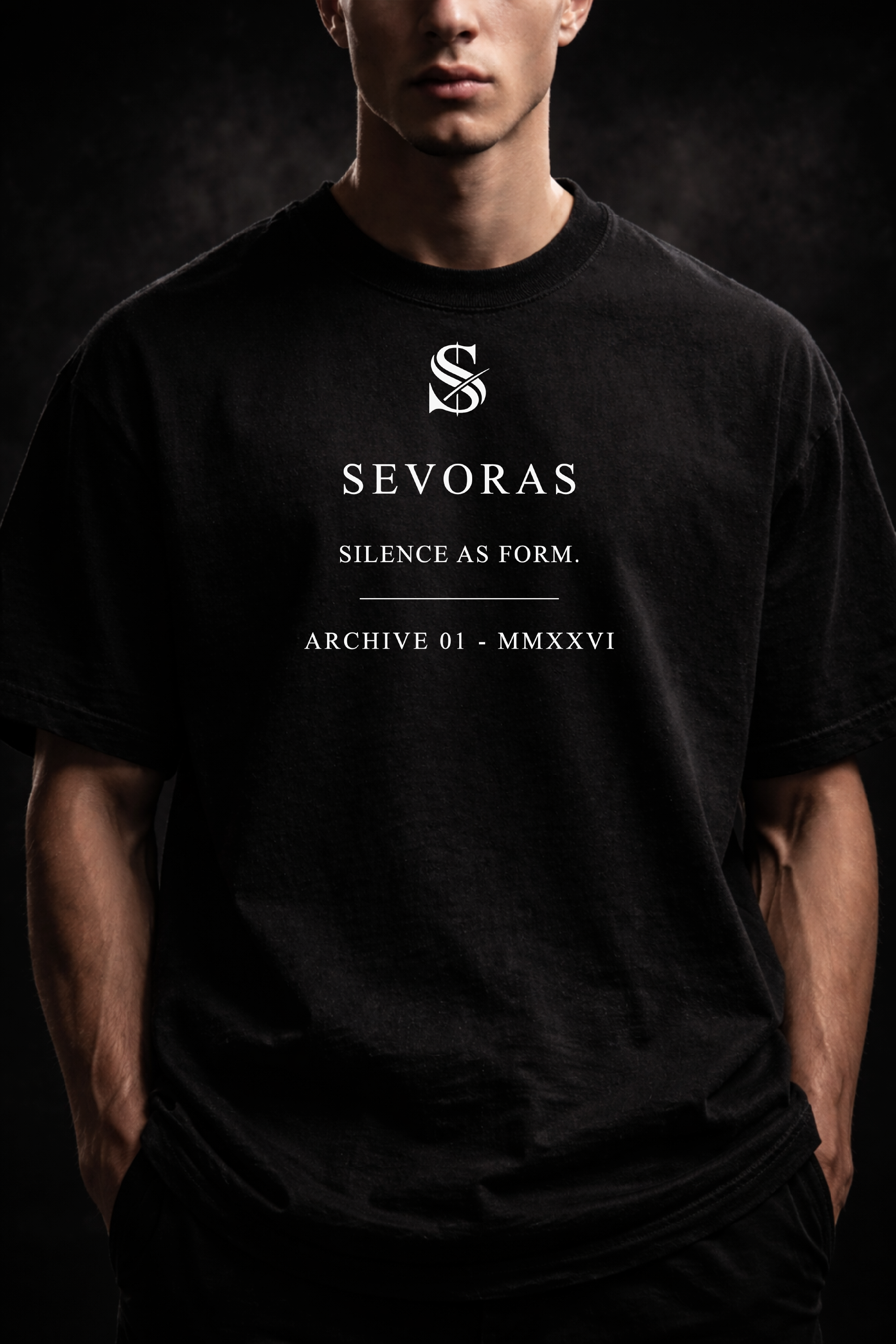SEVORAS Archive 01 Tee Silence As Form - Asphalt Front View