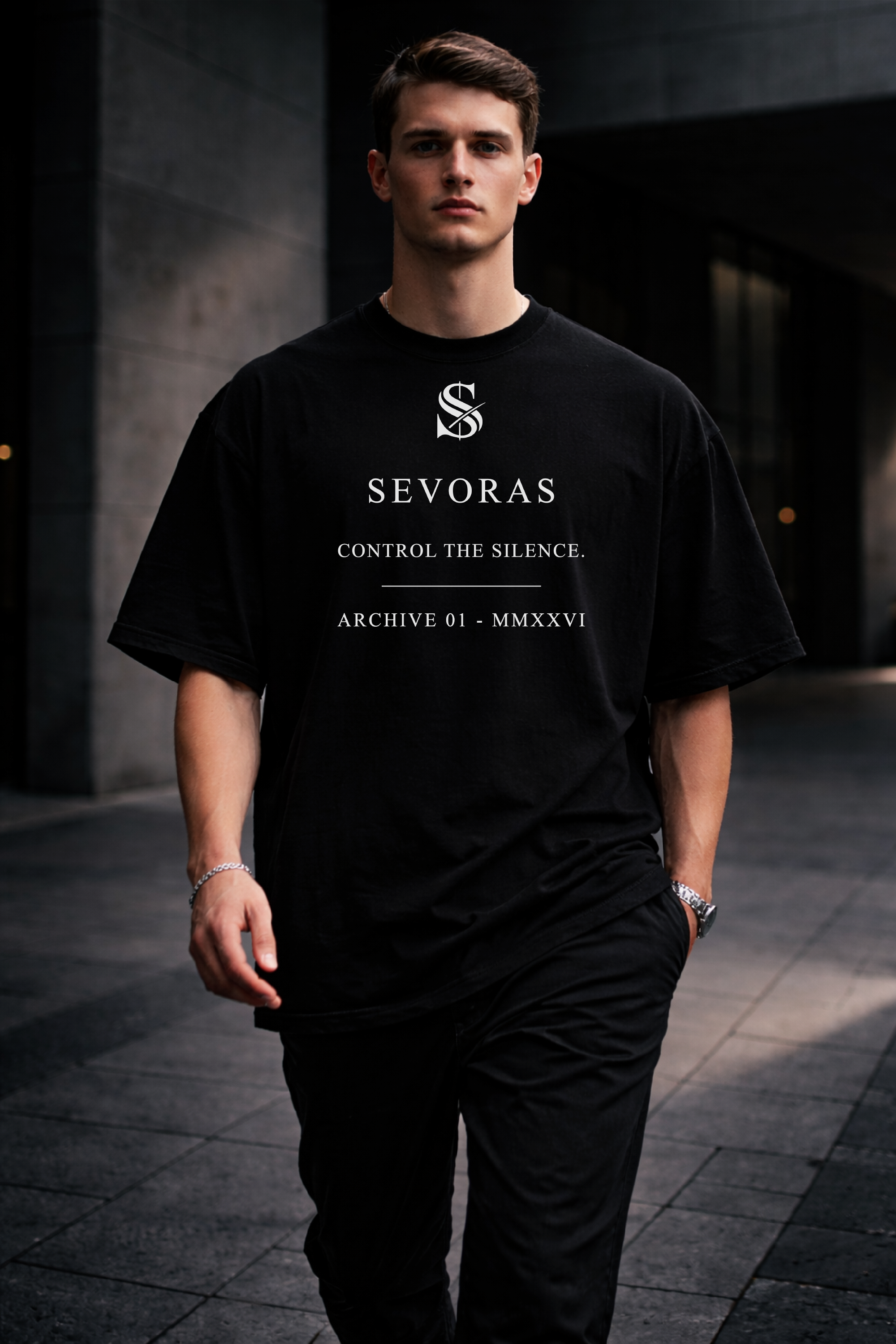 SEVORAS Archive 01 Tee Control The Silence - Black Back View