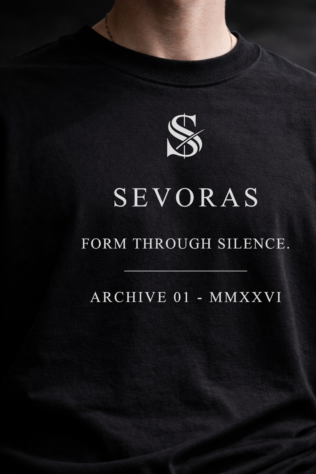 SEVORAS Archive 01 Tee Form Through Silence - Asphalt Back View
